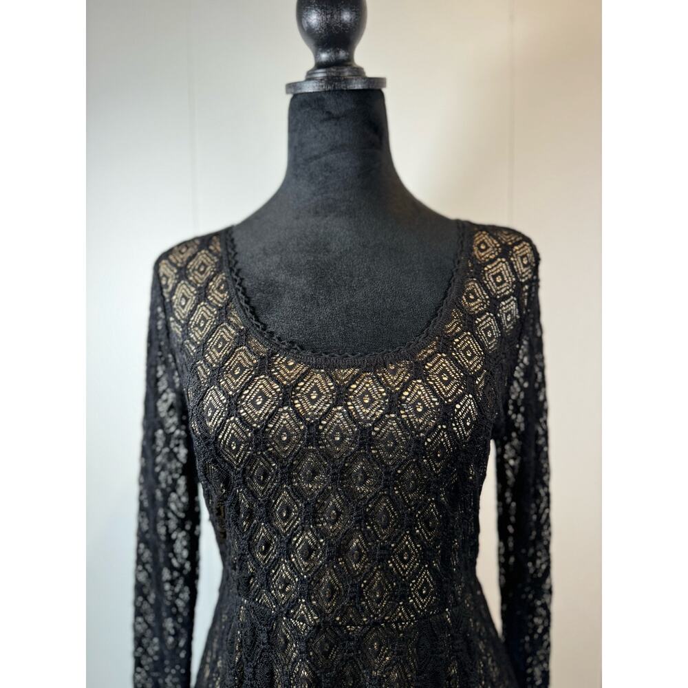 Catherine Malandrino for Design Nation Black Lace Tunic Top Size S